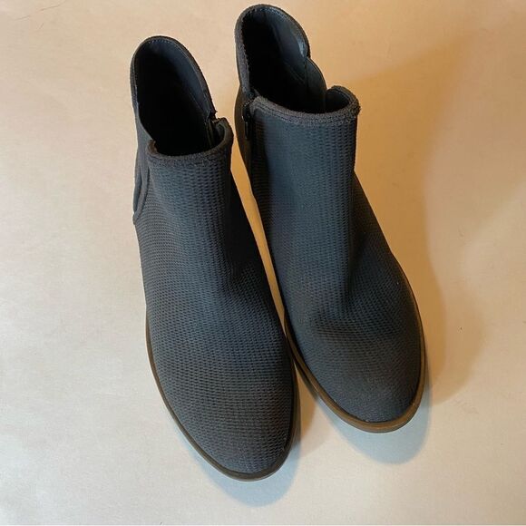 kensie Gerona Ankle Boot chunky block stacked heel zip up leather suede 6.5 - Picture 3 of 9